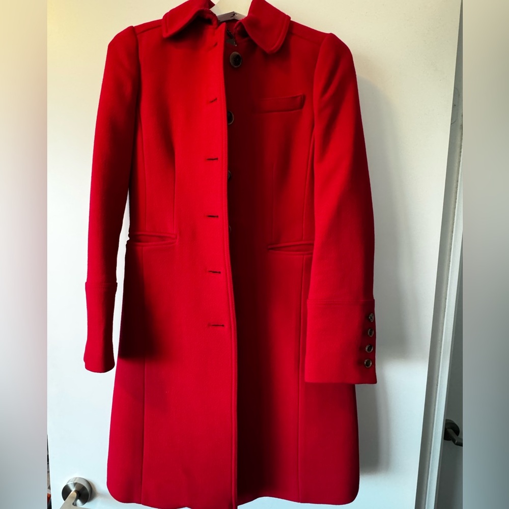 J. Crew Vibrant Red Trench Coat